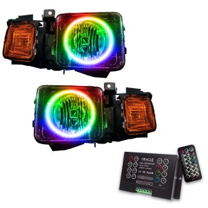 Hummer H3 Headlight Assemblies - ORACLE Lighting - SMD Halo ColorSHIFT w/ 2.0 Controller - `06-`10